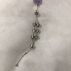 Silver Bracelet/ keychain w beads and chain